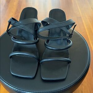 Black Strappy Square-Toe Women's Sandals SHEIN